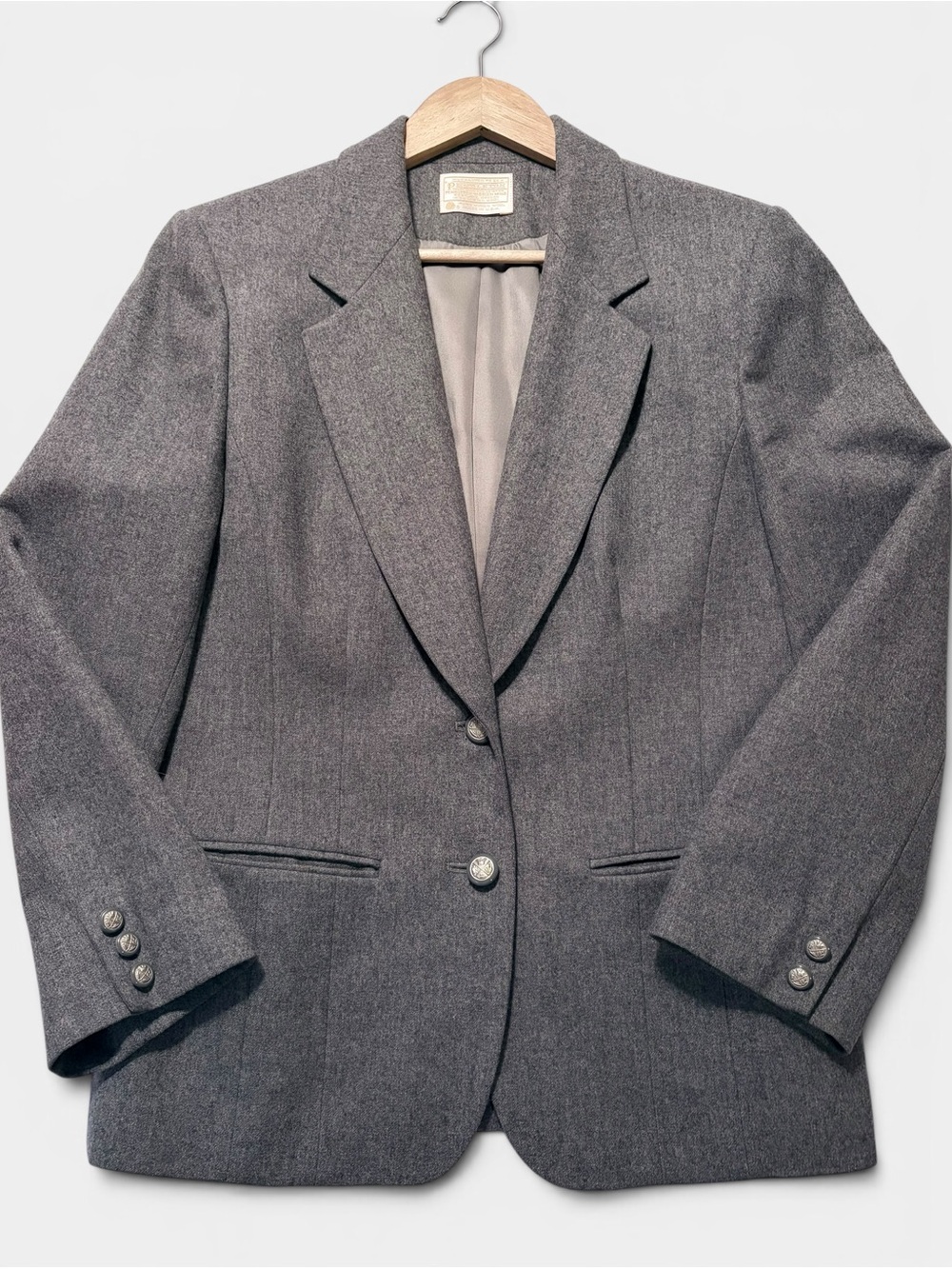 Vintage Pendleton ‘80-‘90s Country Club Blazer Gray USA Golf Crest Buttons Sz 12